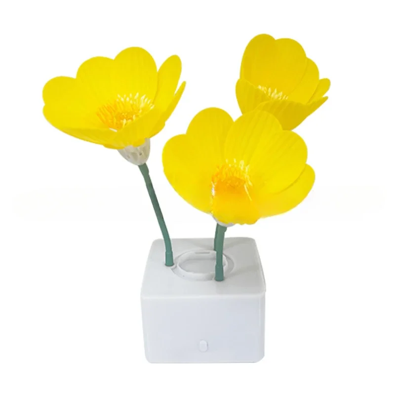 Nice criativo luzes da noite automática floração decoração simulação flor atmosfera candeeiro de mesa para o quarto das meninas