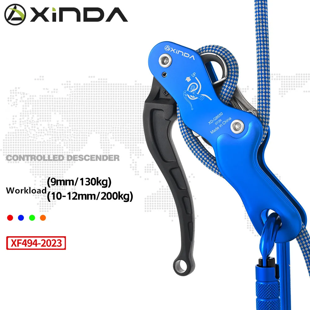 Xinda 130kg-200kg/286lb-440lb Climbing Gear Ascender and Rappelling Descender Belay Devices for 10-12mm Rope for Rescue Arborist