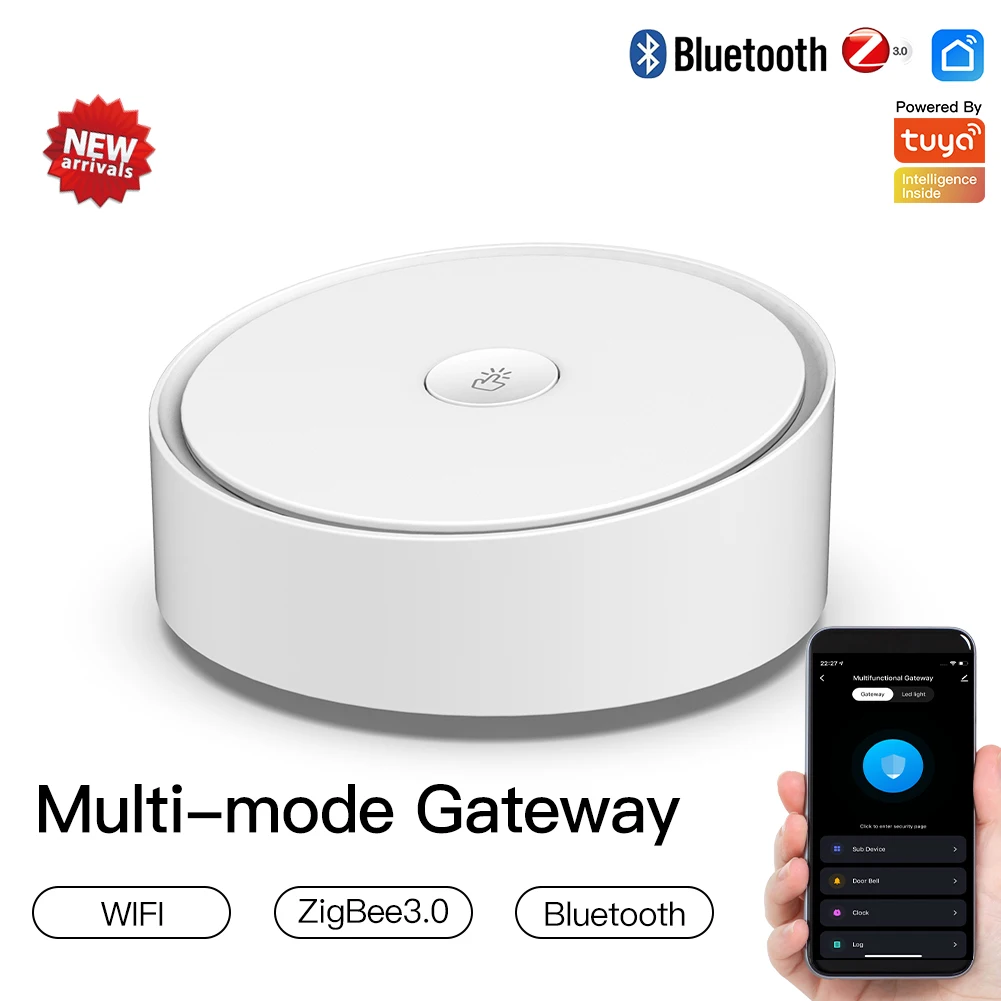 Tuya Smart ZigBee Wireless Gateway Hub, APP Timing One Key Arm Disarm Central Gateway for Home Security Alarm System
