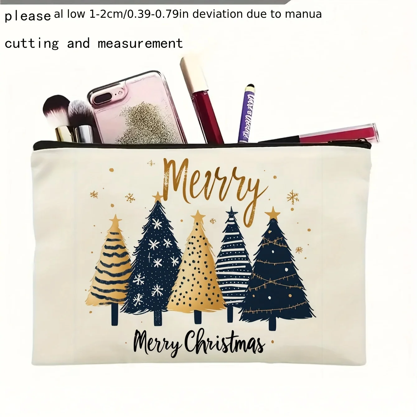 Un sac de maquillage sur le thème de Noël – jolie pochette multifonctionnelle à fermeture éclair pour femmes, sac de rangement de bijoux