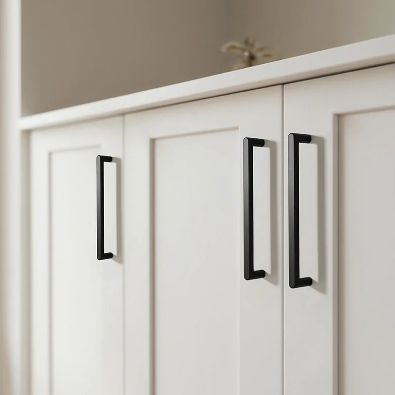 Guangluo Bright Gold /silver Cabinet Door Pull Aluminum Alloy Kitchen Cupboard Handles Drawer Wardrobe Knobs Minimalist Furnitur