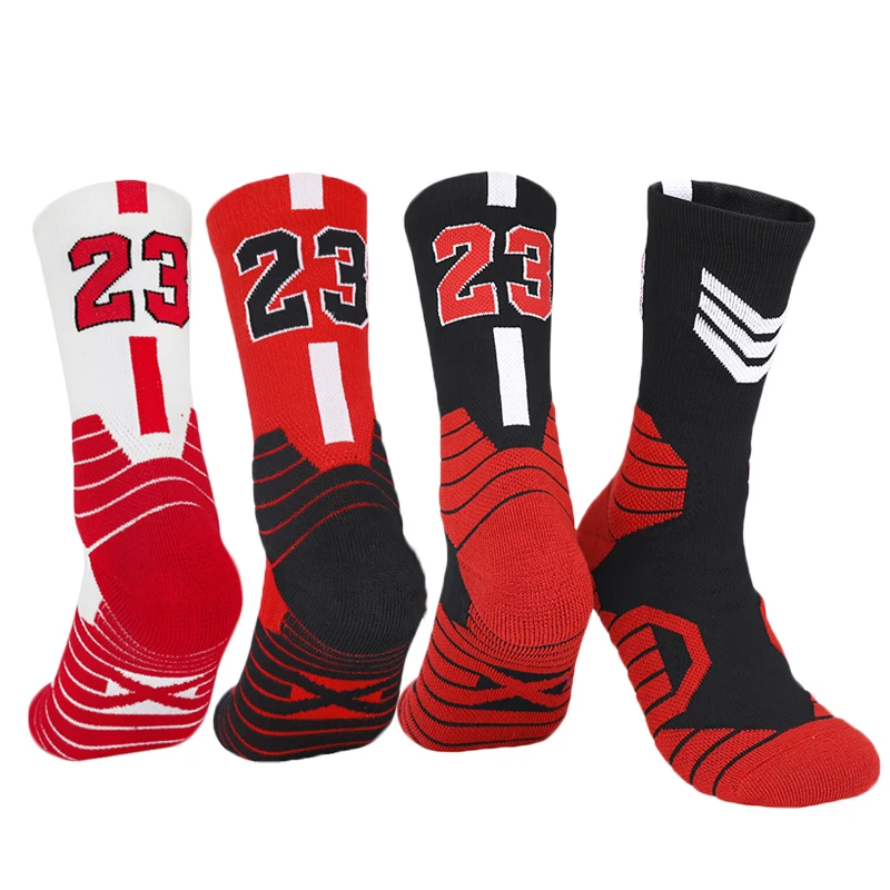 3 Pairs Men's Basketball Socks Number 23 Sports Socks Thickened Towel Bottom Cycling Running Basket Adult Calcetines Socks