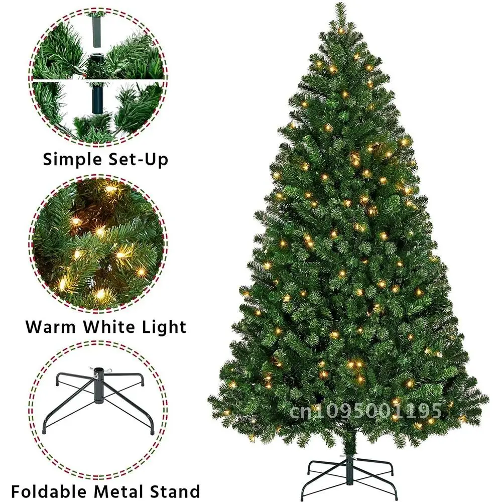 8 FT Extra Large Christmas Tree 1500 Tips Full Tree Assemble Green/Pink/White Stand with Metal To Reusable Xmas Tree Easy