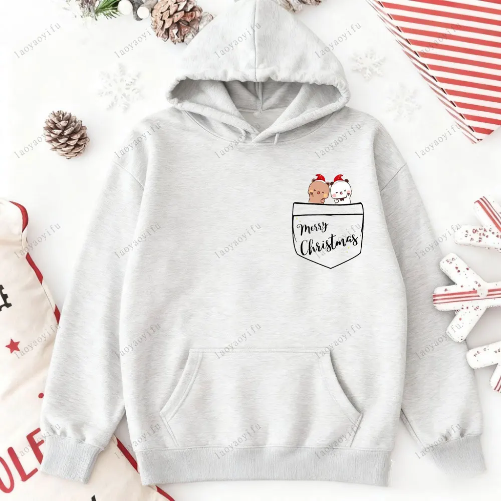 Ano novo presente de natal bubu dudu papai noel das mulheres dos homens hoodie kawaii bubu dudu casais moletom harajuku solto manga longa