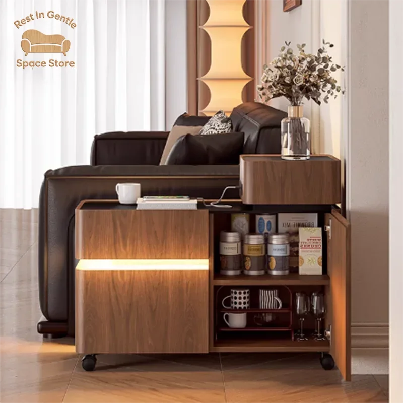 Outlets Wheels Italian End Table Drawer European Lamp Outlets Design Living Room Side Table Corner Modern Salontafel Furniture