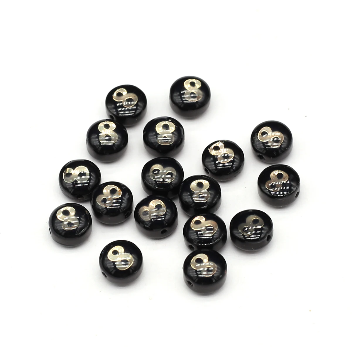 

50 PCS/pack Natural Freshwater Shells DIY Round Black Digital Pattern Loose Decorative Beads Jewelry Making Necklace Bracelet