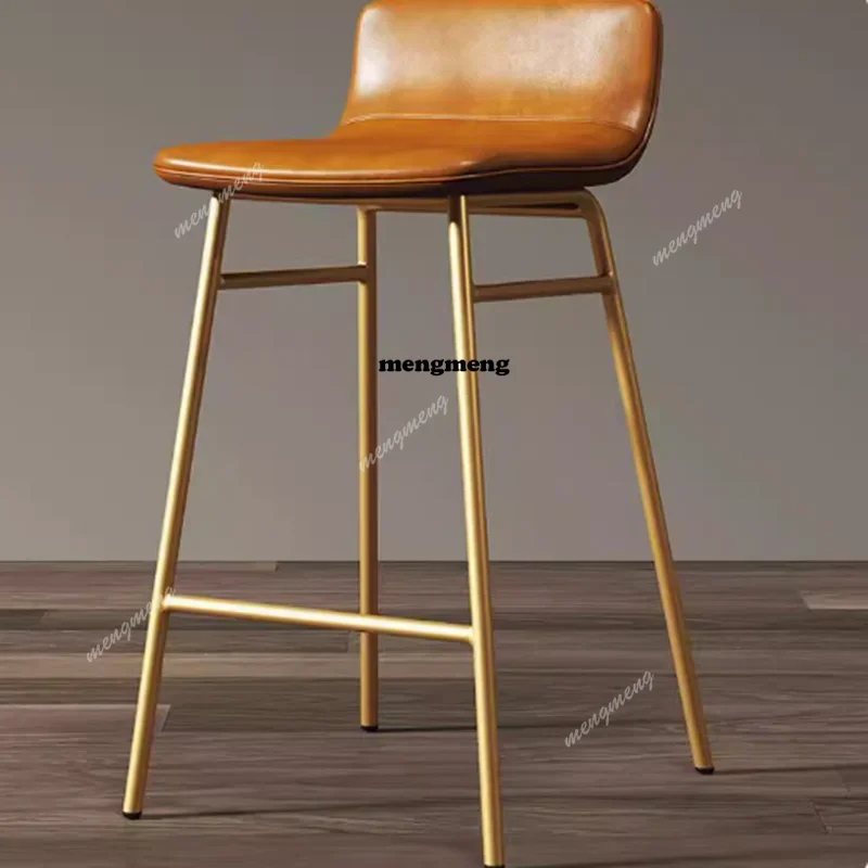 K182Brown Back Bar Stool Black Gold Metal Nordic Modern Design Bar Stools Kitchen White Unique Taburetes Para Barra Furniture Lu