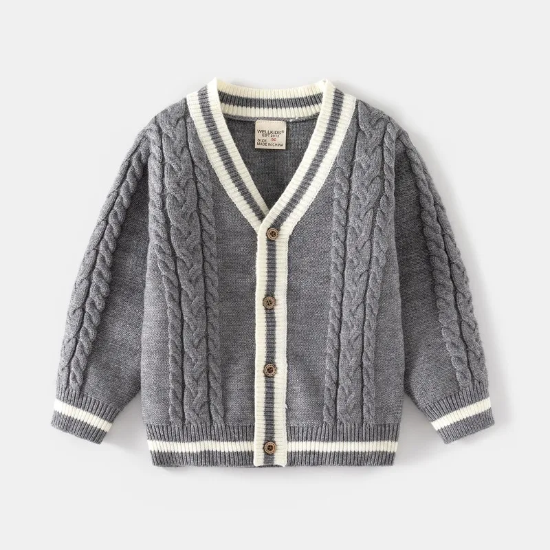 Baby Boys Girls Cardigan Sweater Autumn School Toddler Knitwear Outerwear Korean Style Cotton Jacket Tops Children's Clothing