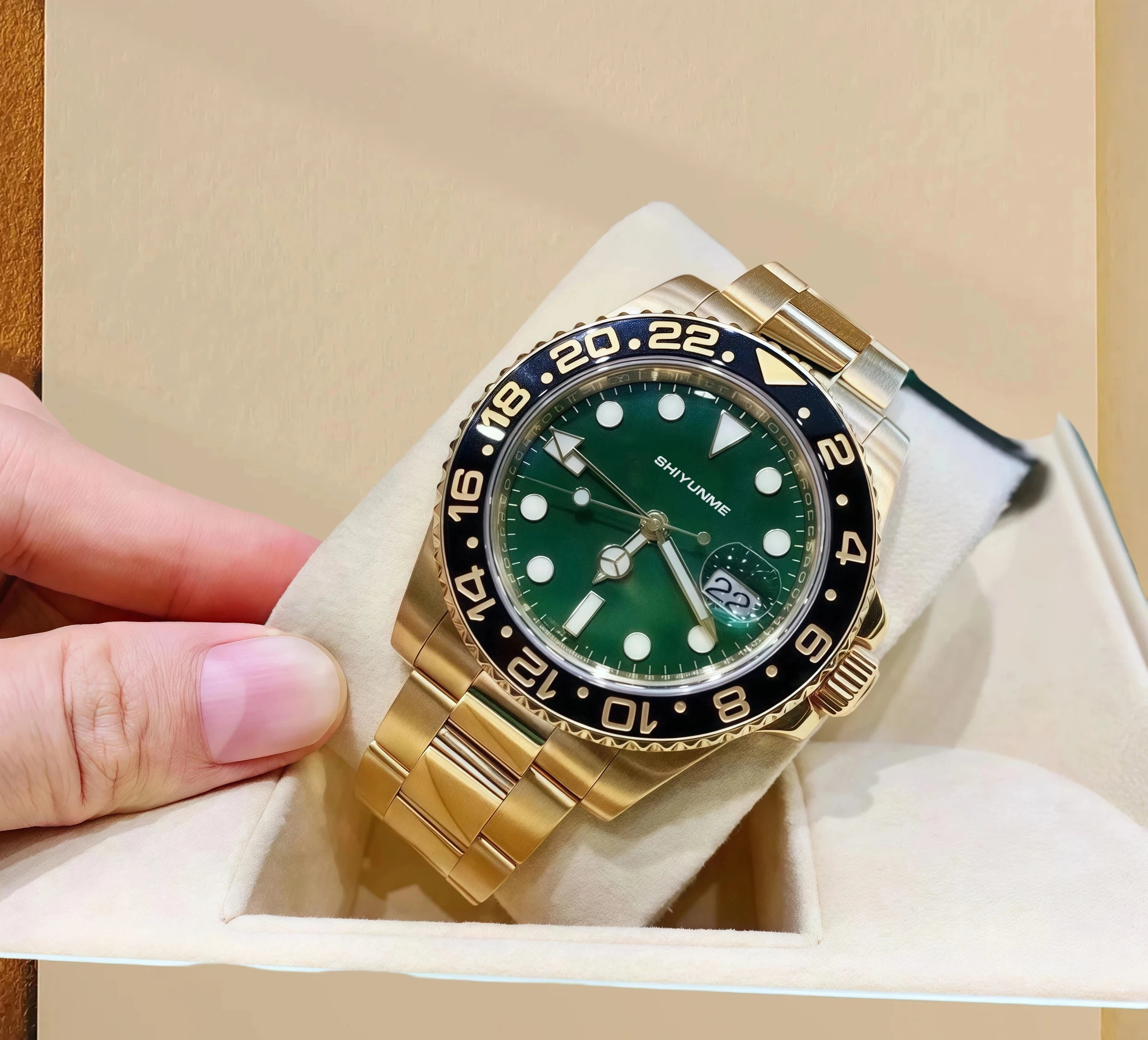 Automatische mechanische Unisex-Uhr, voll funktionsfähig, World Time Sapphire 2813, Serie 904L