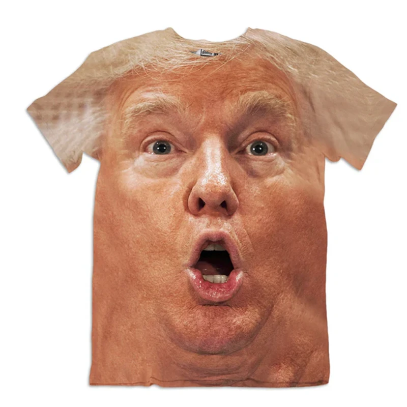 

2025 Donald Trump Face Print T-shirt Funny Streetwear O-neck Plus T Shirts Humour Gift Personality Trend New Design Unisex Tee