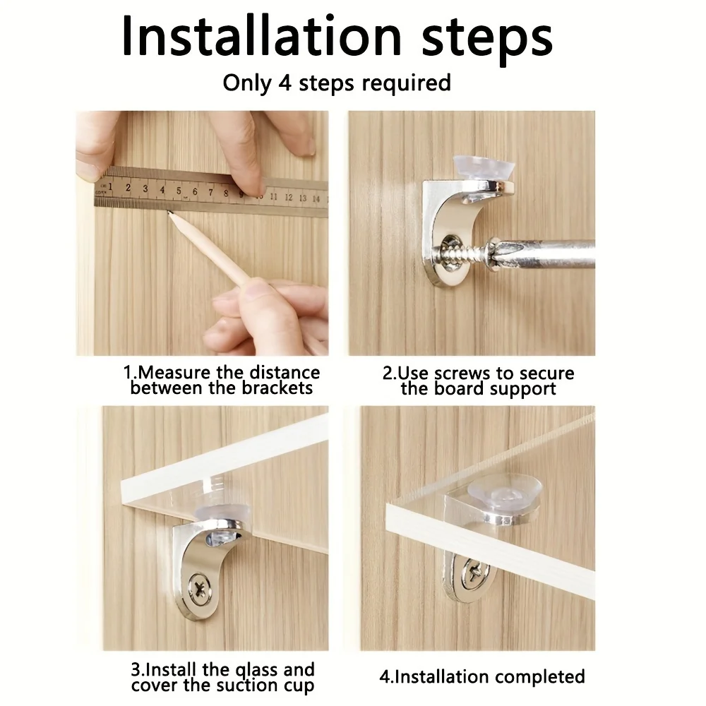 Metal Alloy with Suction Cup Support Bracket, Wall Furniture Bracket Corner Bracket, Suitable for Home and Office Installation