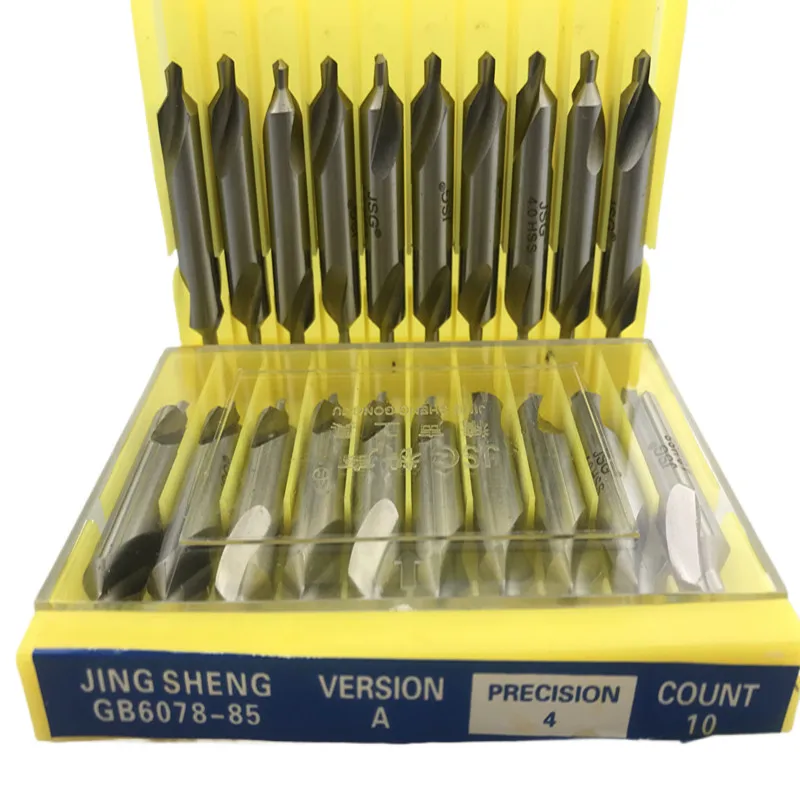 Used for Metal Processing Chamfering Positioning CNC Lathe Drill Bits, A-Type R-Type Center Drill 1.0~6.3mm, 10pcs 60°/90°
