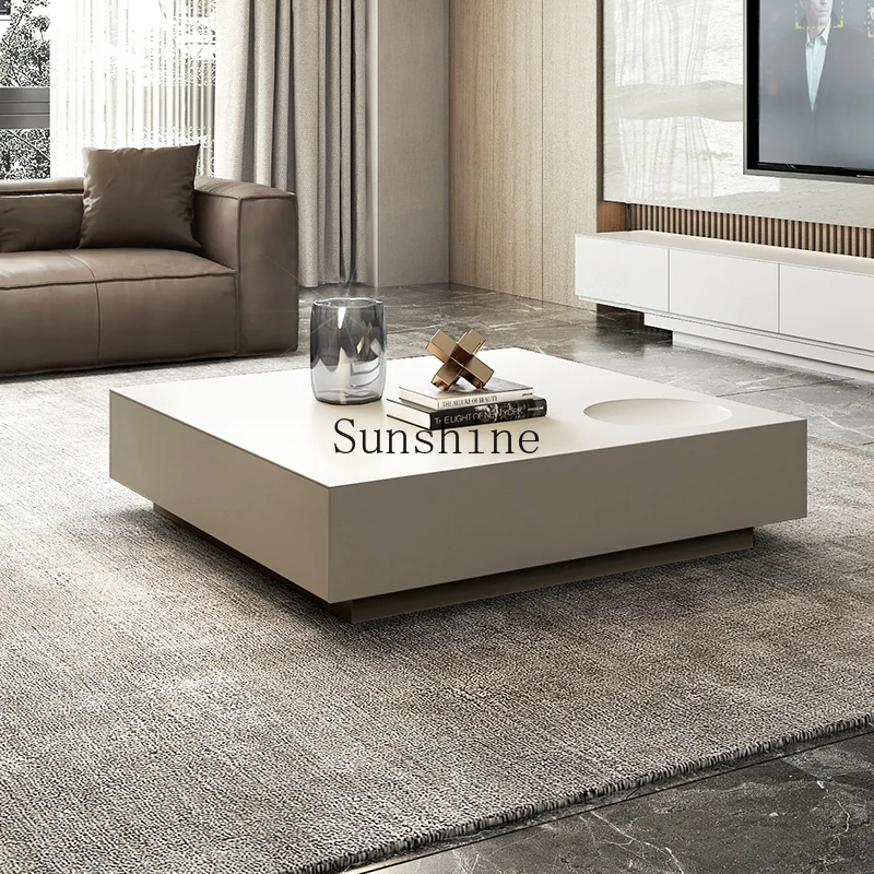 

Modern simple white square cream style coffee table