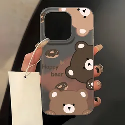 Soft TPU Matte Cute Bear Phone Case for iPhone 17 Pro Max Funda iPhone 16 11 15 13 15 14 Plus 12 Mini 16promax 17promax  Cover