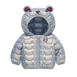 2024 Autumn Winter children Cotton Down Jacket 1-4Years Baby Boys Girls Light Thin Hooded Coat Kids Cartoon Bear Down Parkas