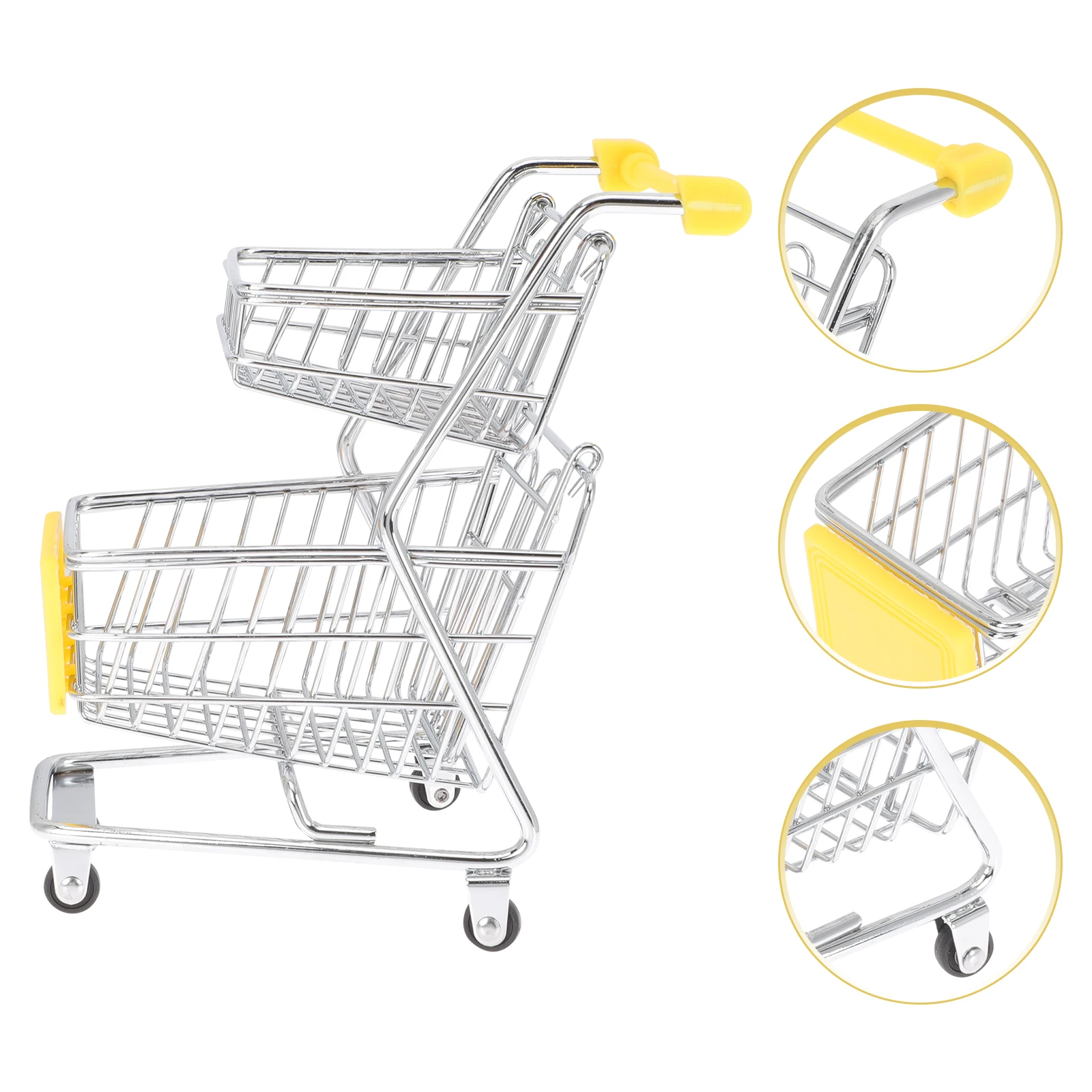 

Mini Supermarket For Kids Plastic Desktop Storage Handcart Shopping Cart Office Cosmetics Small Items Decorative Utility