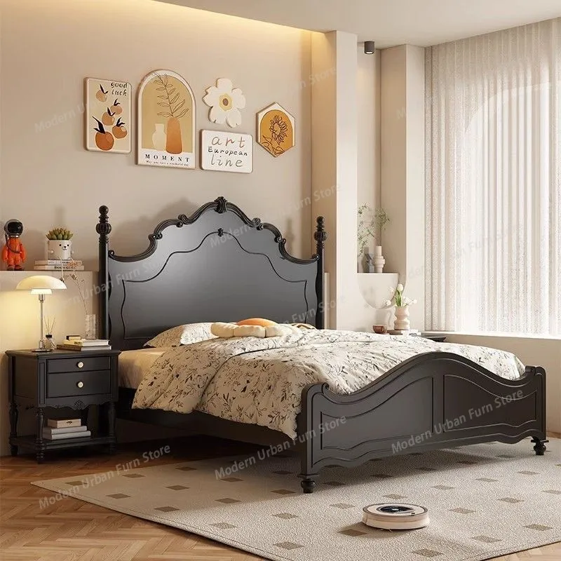 

Европейская простая двуспальная кровать Queen-size класса люкс для девочек, красивая, безопасная, деревянная, в стиле принцессы, уникальная мебель для сна