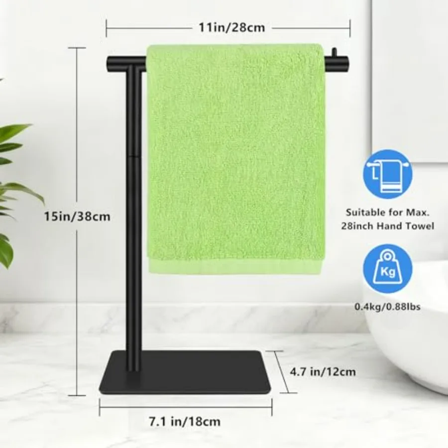 Hand Towel Holder, Stainless Steel Towel Holder Stand for Bathroom, L-Shaped Hand Towel Rack Standing for Vanity Kitchen Counte