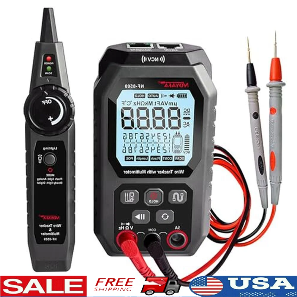 جهاز اختبار كابل الشبكة المتعدد RJ45 CAT5 CAT6 جهاز اختبار إيثرنت منفذ وامض NCV مضاد للحرق التيار المتناوب تيار مستمر الفولتميتر POE طول اختبار TDR