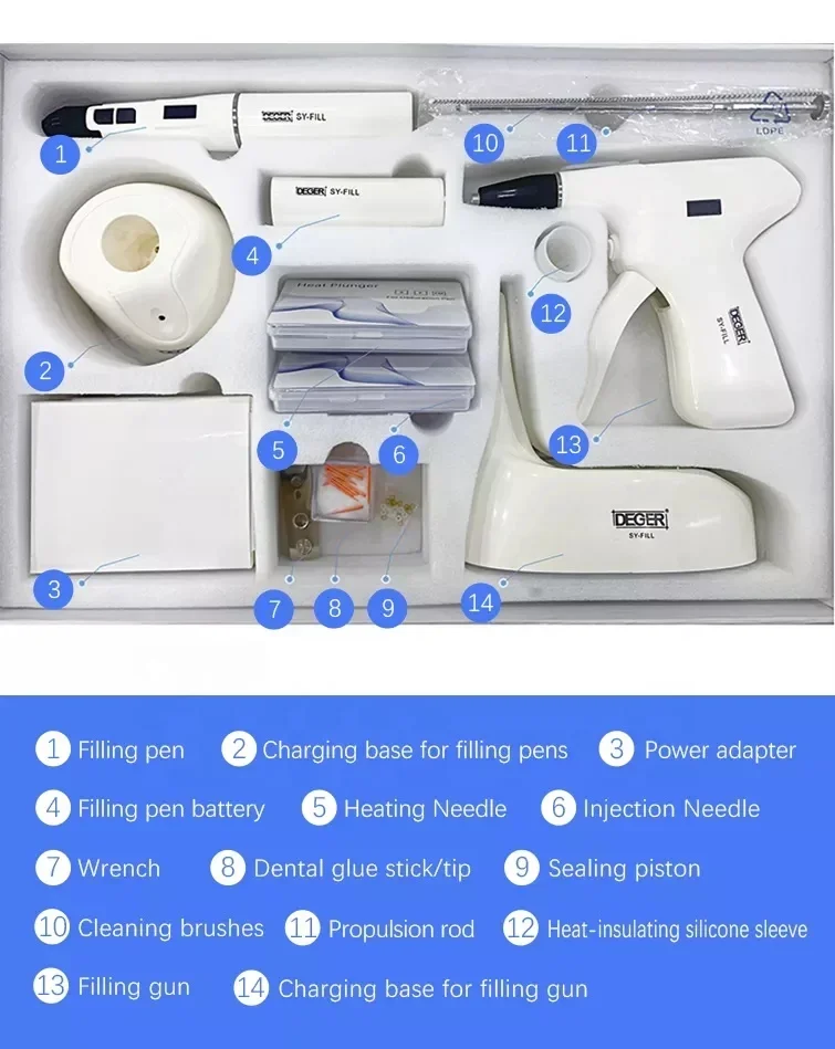 2 in 1 Den tal Endo Obturation System Hot Melt Filling g u n Pen OLED LCD Display 4PCS Heating Tip Endodontic dent istry Tools F