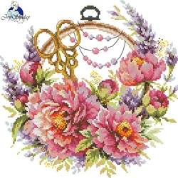 Joy Sunday peonie per needwoman Print Kit punto croce tessuto Aida 16CT Kit artigianale fai da te ricamo Set ricamo fatto a mano