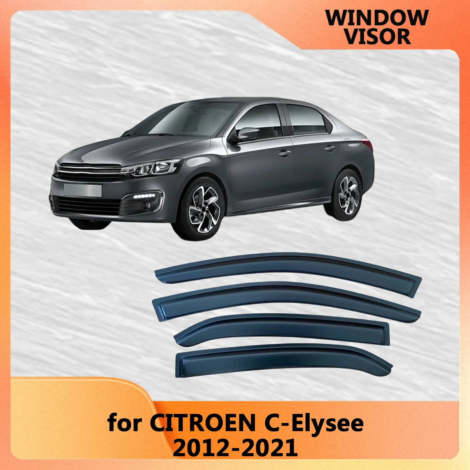 

Дефлекторы окон (ветровики) для CITROEN C-Elysee 2012-2021, наружные, защита от дождя и ветра