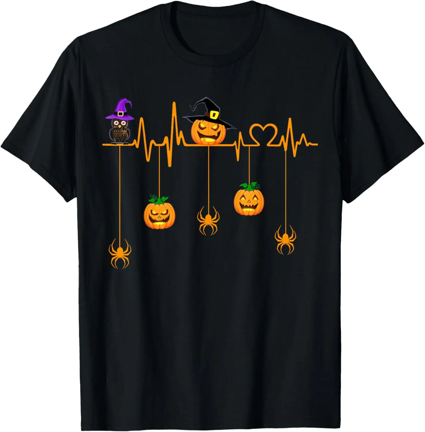 Pumpkin Heartbeat Halloween Costume Boys Girl Kids Men Women T-Shirt