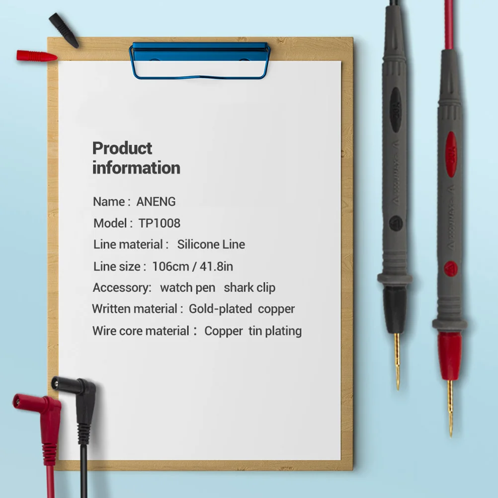 

Golden Plated Test Lead 1000V 20A Ultra-Soft Silicone Line Super Pointed Probe For Ic Pins Led Digital Multimeter Table