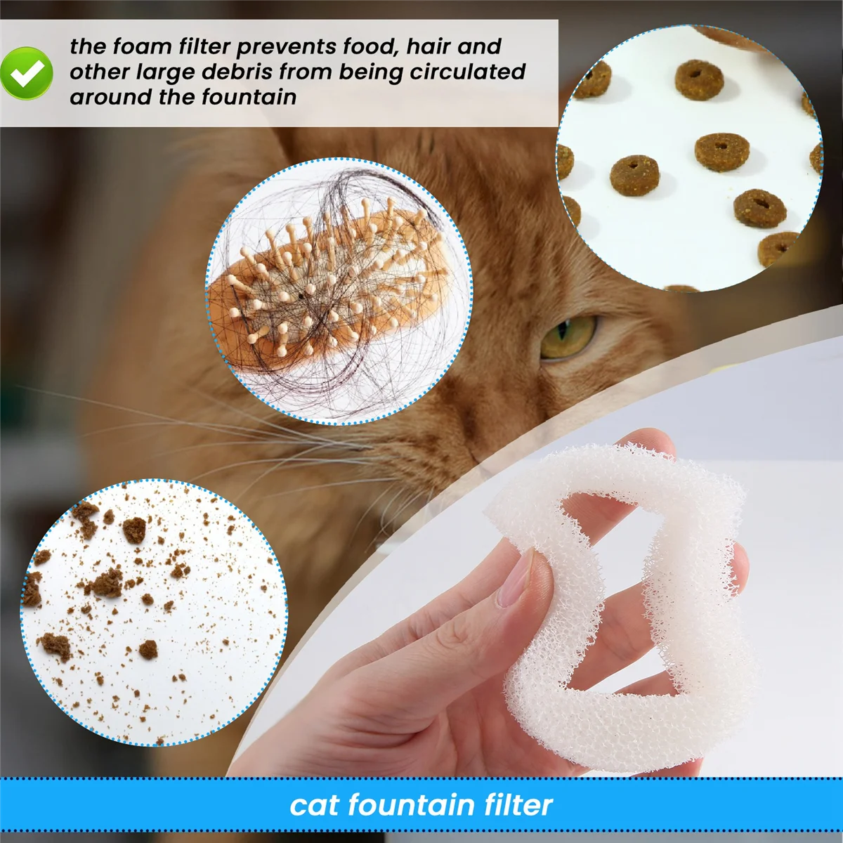 Filtros de espuma de substituição qualitativos de 24 unidades para abridores de cães e gatos, pré-filtros de espuma para abridores de animais de estimação, compatíveis com Drinkwell