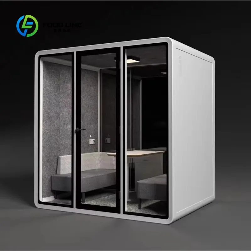 4 Person Home Office Meeting Pod Customized High Quality Mobile Sound Proof Cabin Soundproof Booth Acoustic Privacy Work Booth