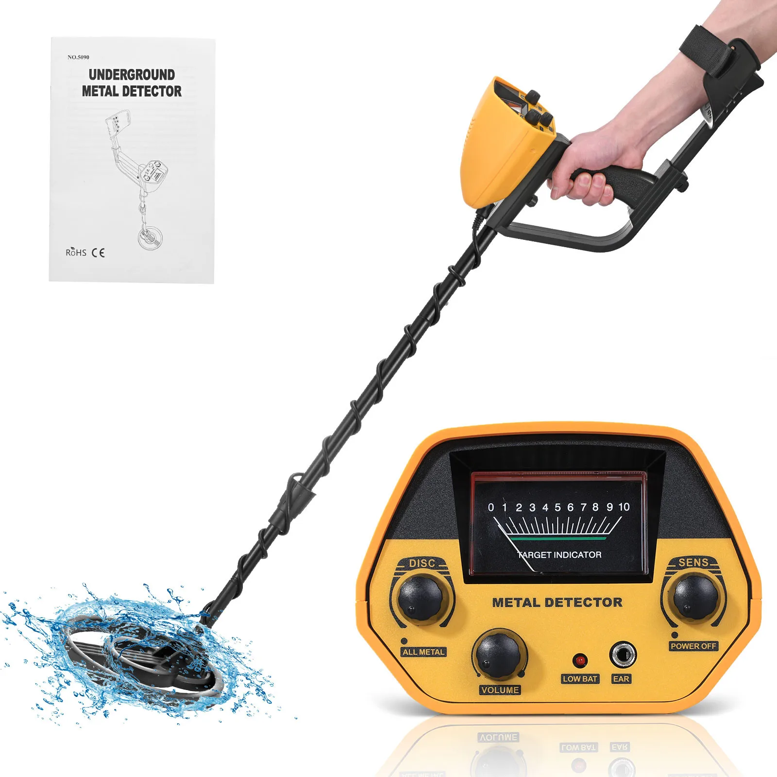 Détecteurs de métaux étanches de haute précision avec écran LCD, mode localisateur 2 livres bobine de recherche de 7.5 pouces pour adultes et femmes