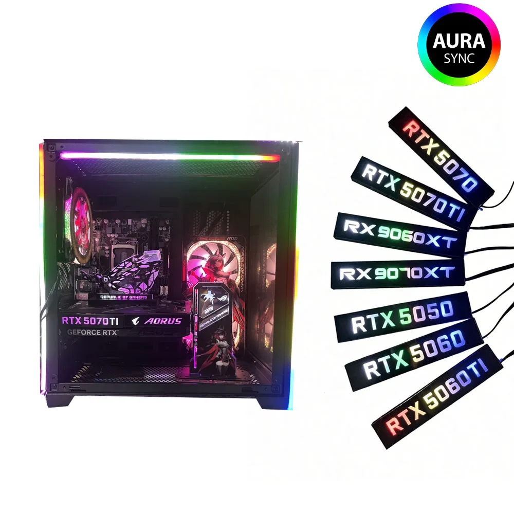 

MOD Computer GPU Side Lighting panel 5050 5060 5060TI 5070 5070Ti 5090 ARGB VGA Gaming Decoration Faith Lamp AURA SYNC