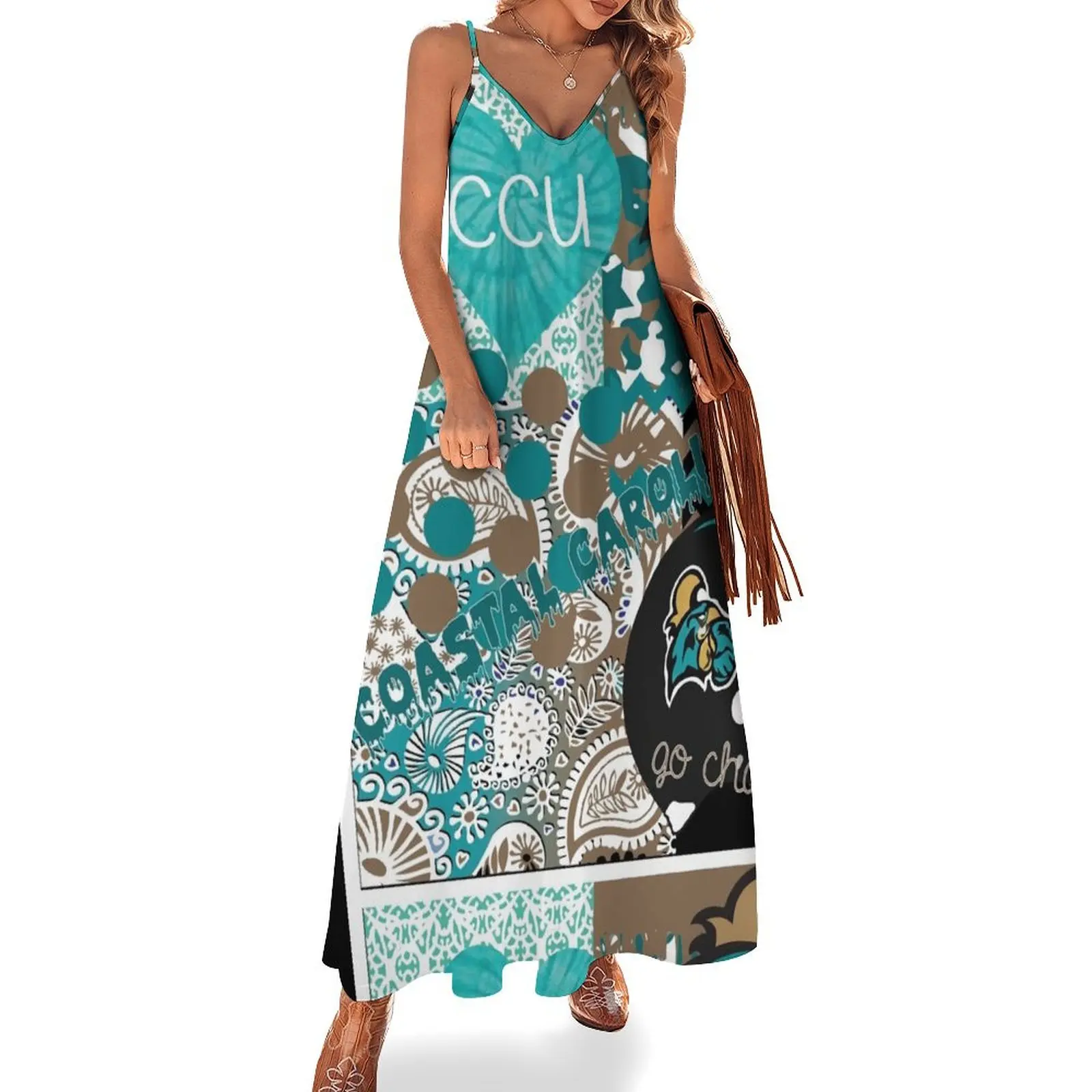 

Coastal Carolina University Collage Sleeveless Long Dress dress for women party dresses women Dress