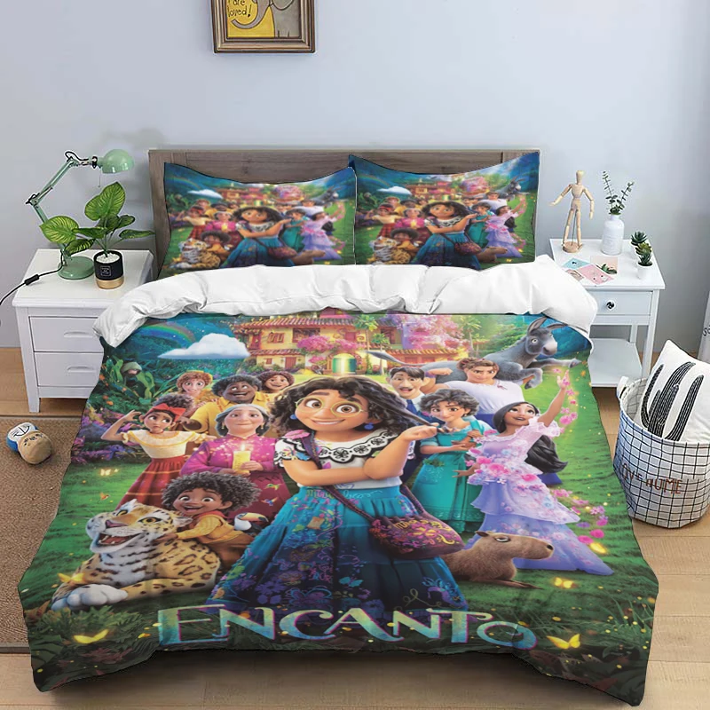 Imagem -04 - Conjunto de Cama Disney Cartoon Encanto para Crianças e Adultos Capa com Fronha Rei Rainha Tamanho Completo Gêmeo Impressão Peças