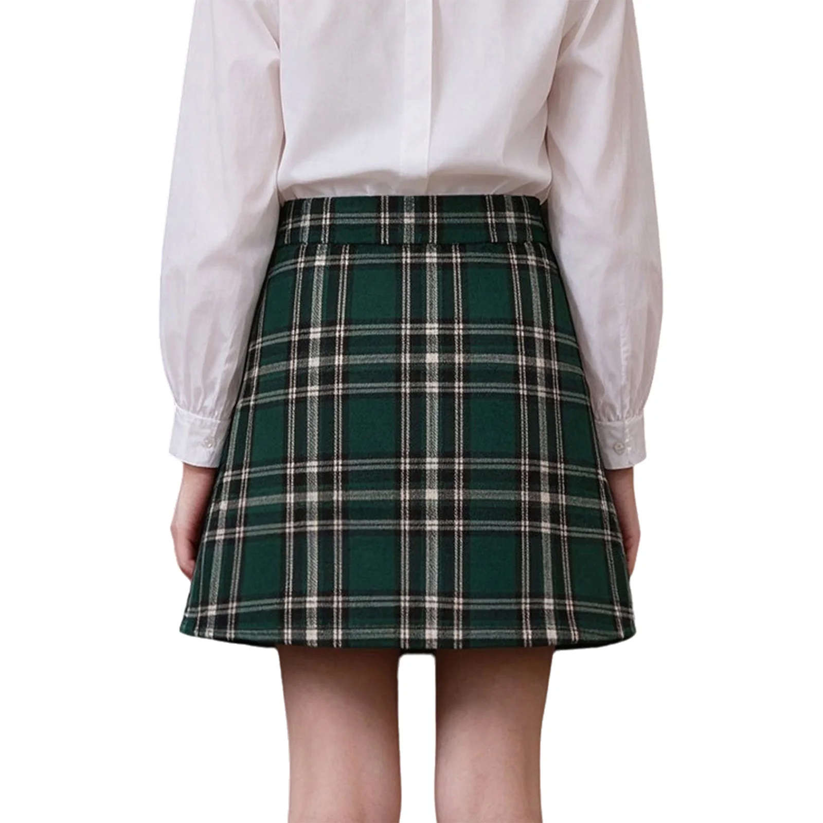 Kids Girls Preppy Style School Uniform Plaid Skirts Zipper Pockets Pleated Skirt for Recitation Performance Party Outdoor Play
