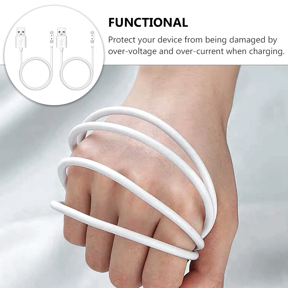 

2pcs Magnetic Smart Watch Charging Cable Universal 2Pin Usb Cord Replacement 4.0Mm Fast Safe Travel Home Office Use