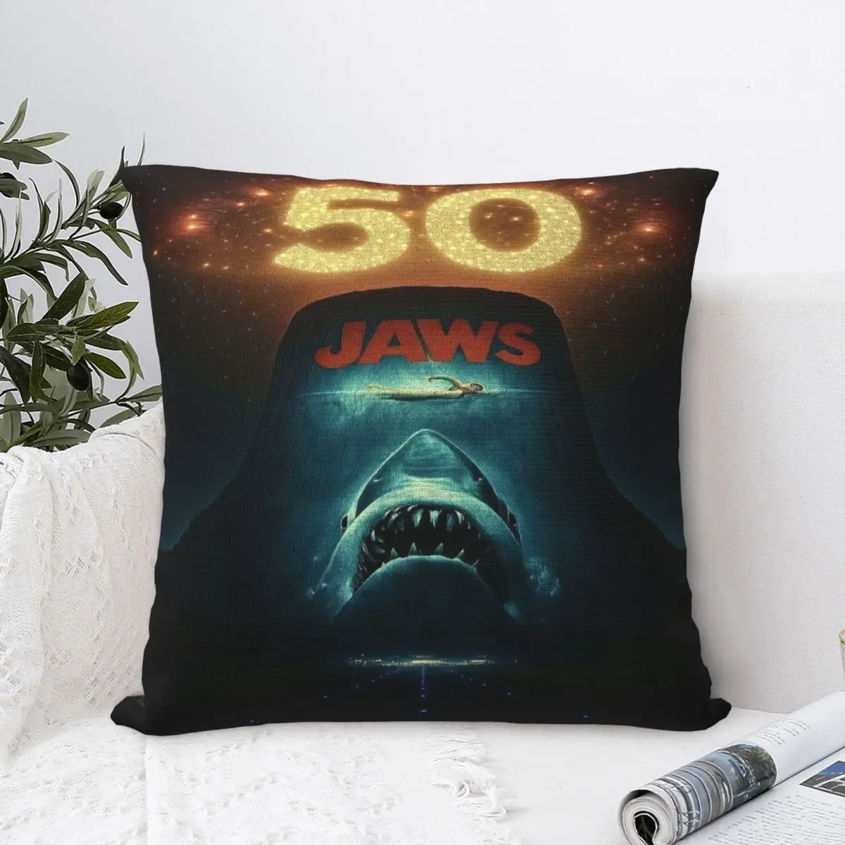 Home Decor Jaws Th Anniversary Pillowcases Stuff Pillow Covers Square Multi-Size