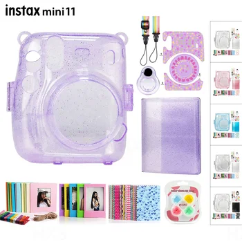 Transparent Glitter Camera Protective Shell Album Self Portrait Accessories Set For Fuji Mini11 Camera Shell Set