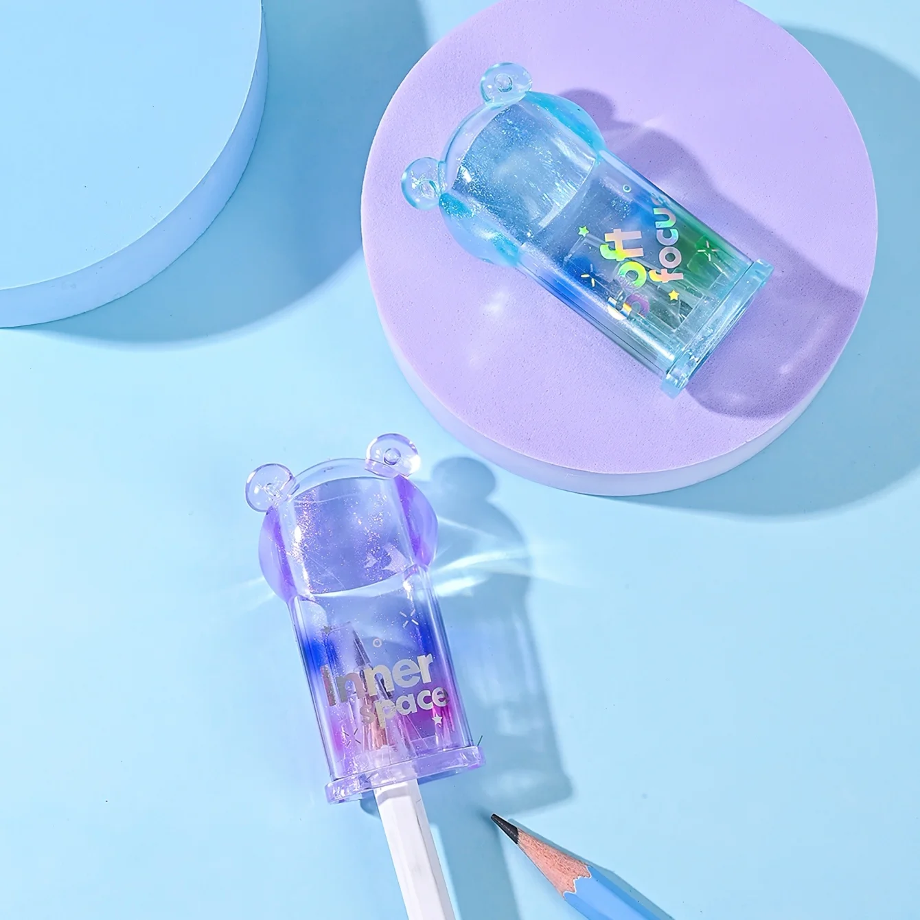 1pc/4pcs Soul Color Pencil Sharpeners Transparent Gradient Colors Portable Sized One-hole Sharpener for Pen Stationery A3251