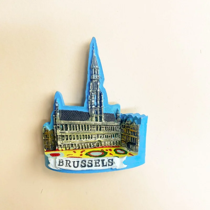 Brussels landmark building magnetic fridge magnet, three-dimensional tourist souvenir art magnet