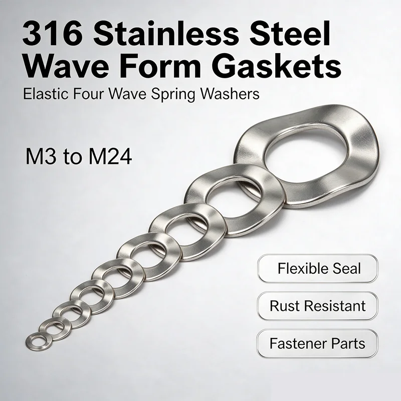 Elastic Four Wave Spring Washers 316 Stainless Steel Wave Form Gaskets Fastener Parts M3-M24