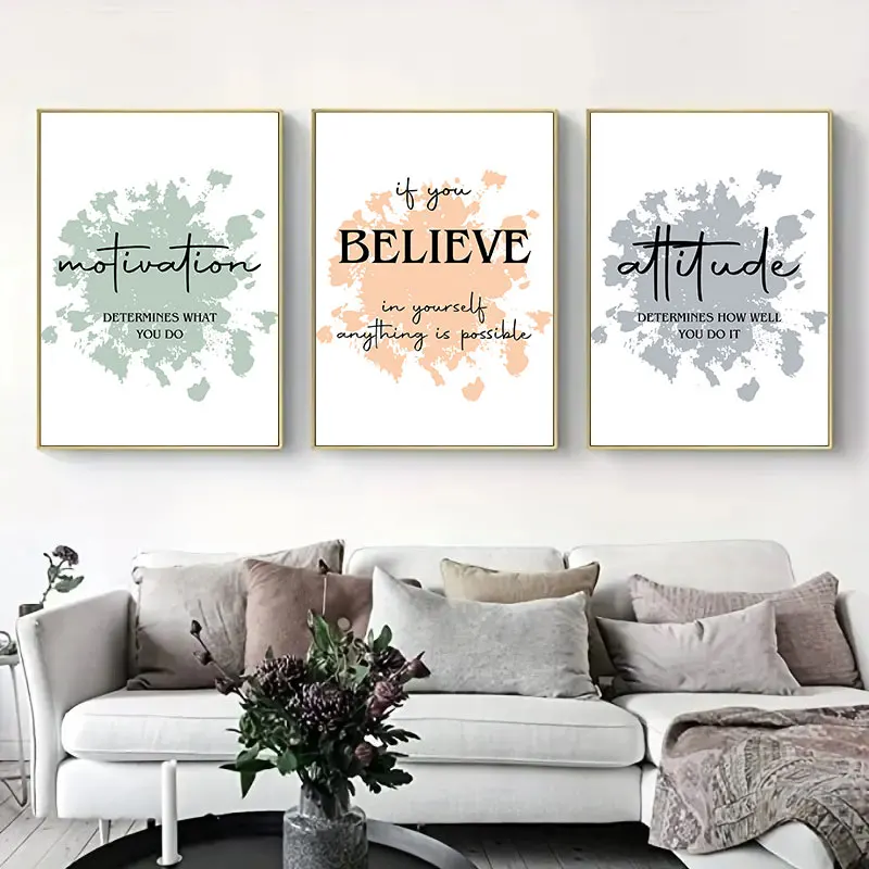 Colorful Ink Spot Inspirational Quotes Canvas Art Poster Prints Modern Motivational Wall Decor Pictures for Home and Office