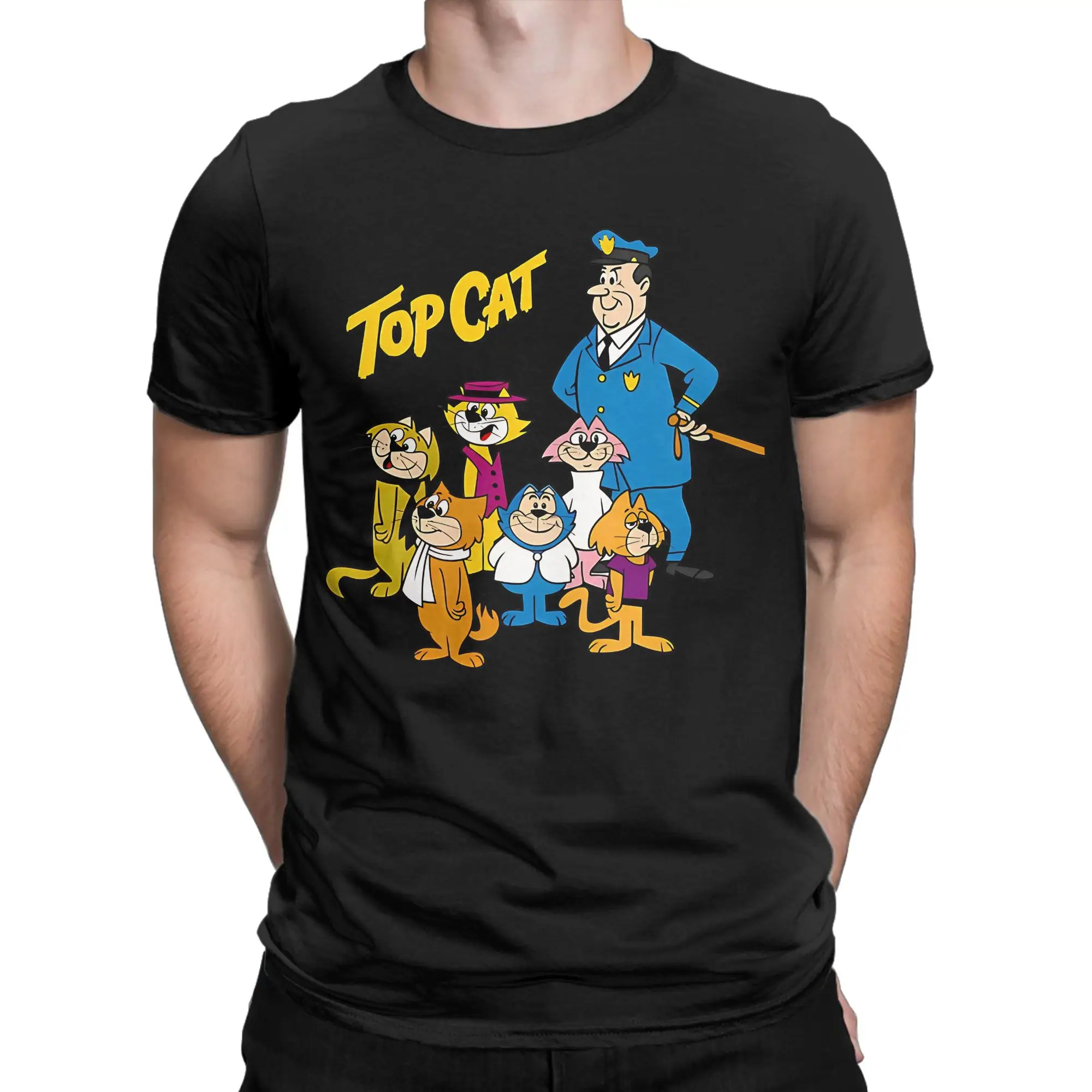Anthropomorphic Cat Character Classic Top Cat Graphic Funny 100% Cotton T-Shirt Tees Tops For Men