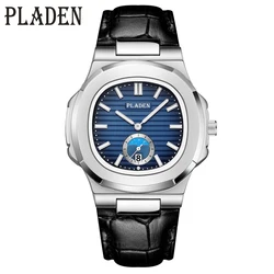 PLADEN Luxury Brand Men's Watches Square Stainless Steel Waterproof Analog Quartz Watch Auto Calendar Geneva relógio masculino