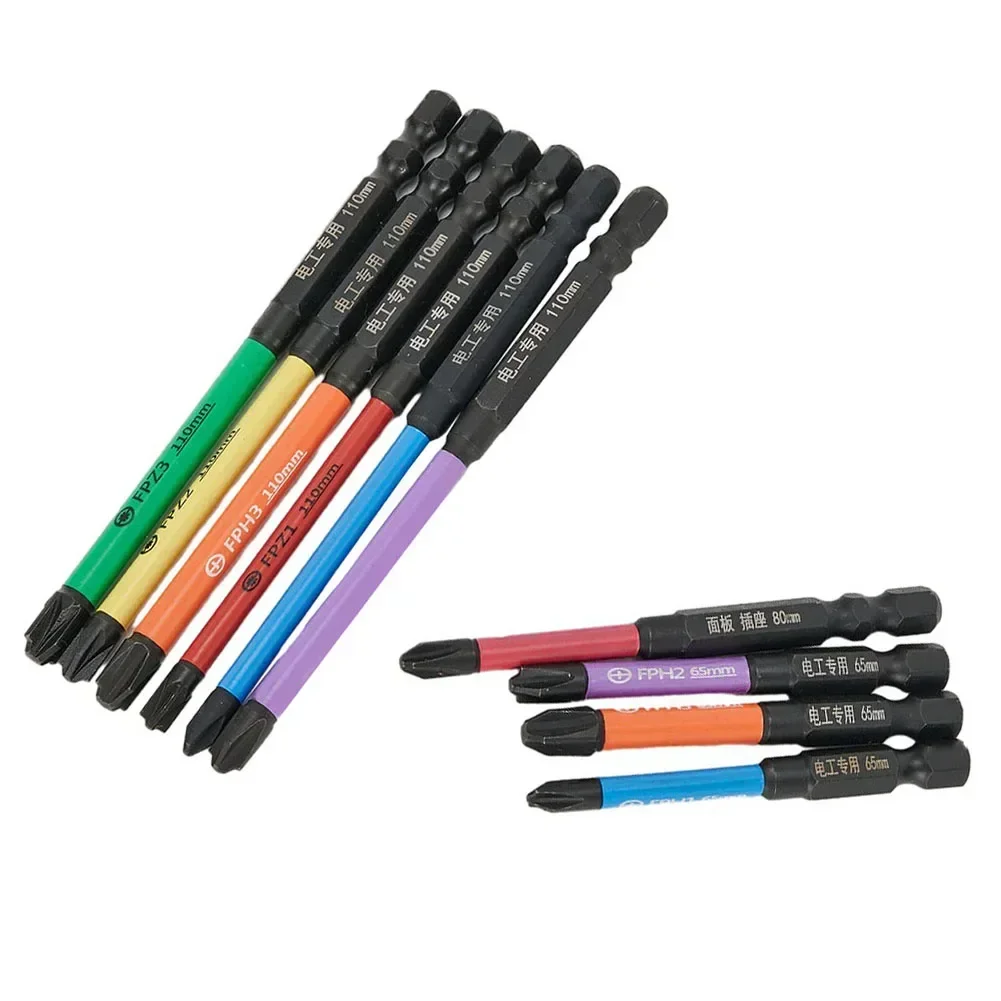 10pcs Special Slotted Cross Screwdriver Bit 65-110mm Electrician Magnetic Batch Head Anti-slip Nutdriver For Socket Switch Tool