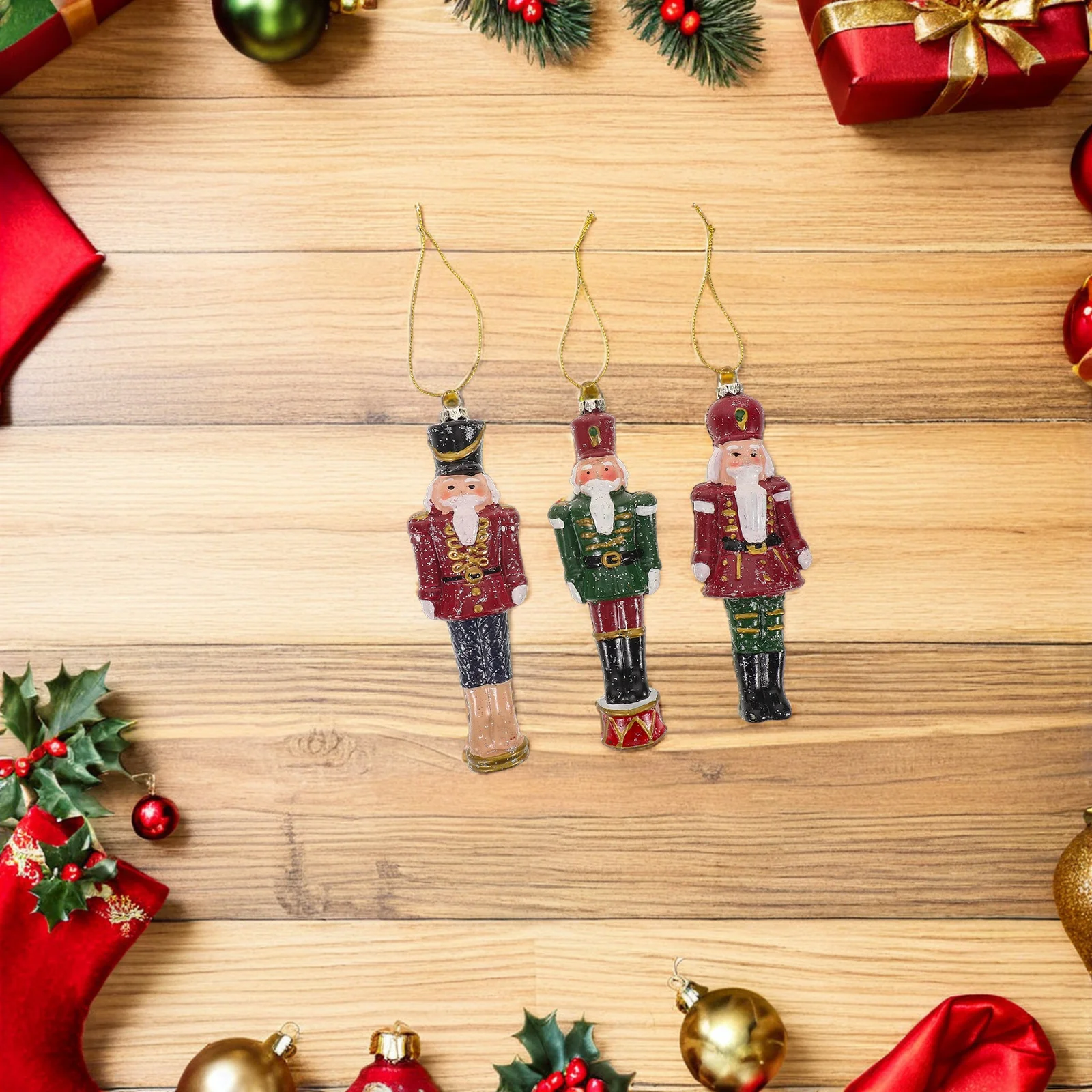 

3pcs Christmas Tree Decoration Plastic Nutcracker Hanging Ornaments Holiday Figures For Xmas Fireplace Window Decor Soldier