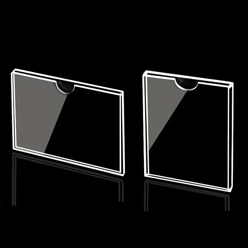 2pcs A4 Acrylic Card Slot Wall Mount Sign Holder Transparent Plastic For Office, Home, Store, Restaurant