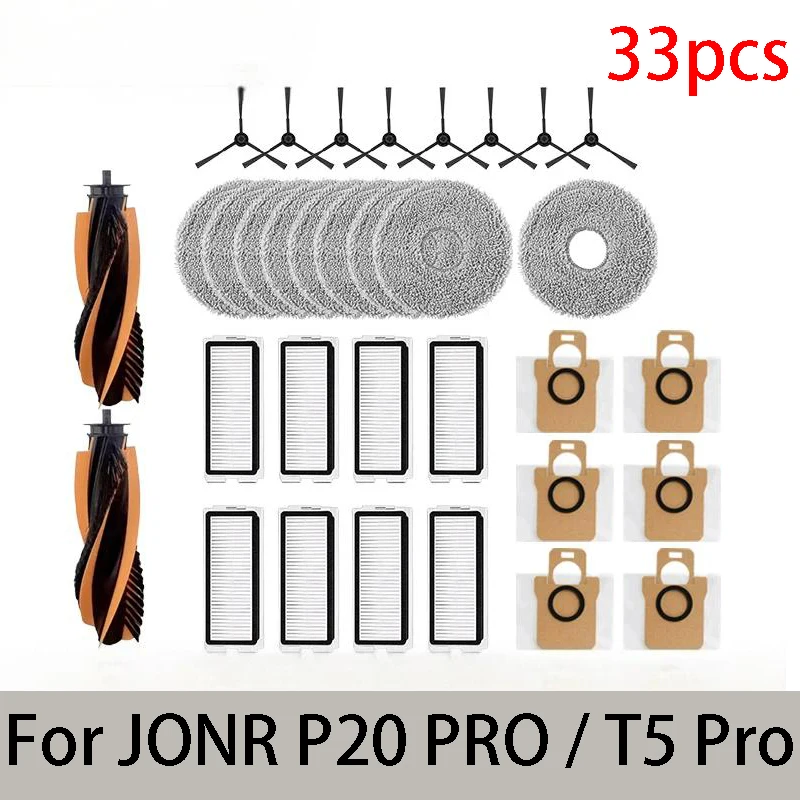 Voor JONR P20 PRO / T5 Pro Robotstofzuiger Accessoires Hoofdzijborstel Hepa Filter Mop Doek Stofzak Vervanging
