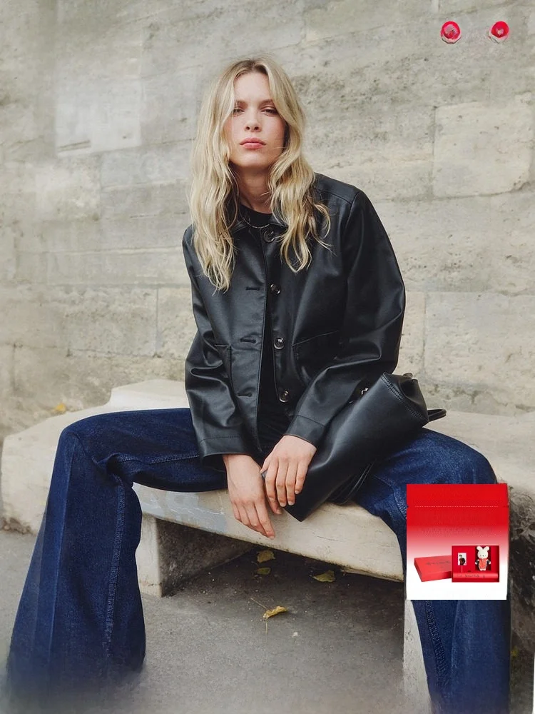 Manteau en cuir haut de gamme pour femmes H&M, hiver, doublé, 306532, fibre de polyester 00%, automne 2025