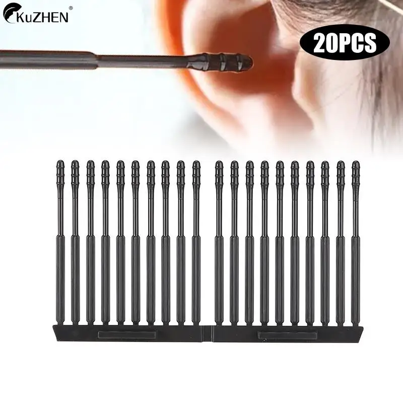 20Pcs/Pack Disposable Sticky Ear Swabs Pick Spiral Tips Wax Removal Remover Tool Kit Nasal Cleaner Stick Portable